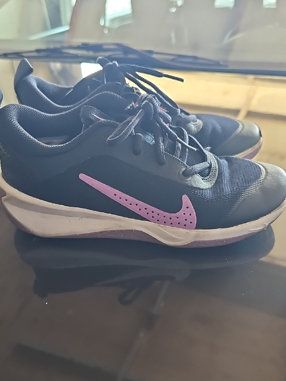 Nike Black Running Shoes with Pink Swoosh